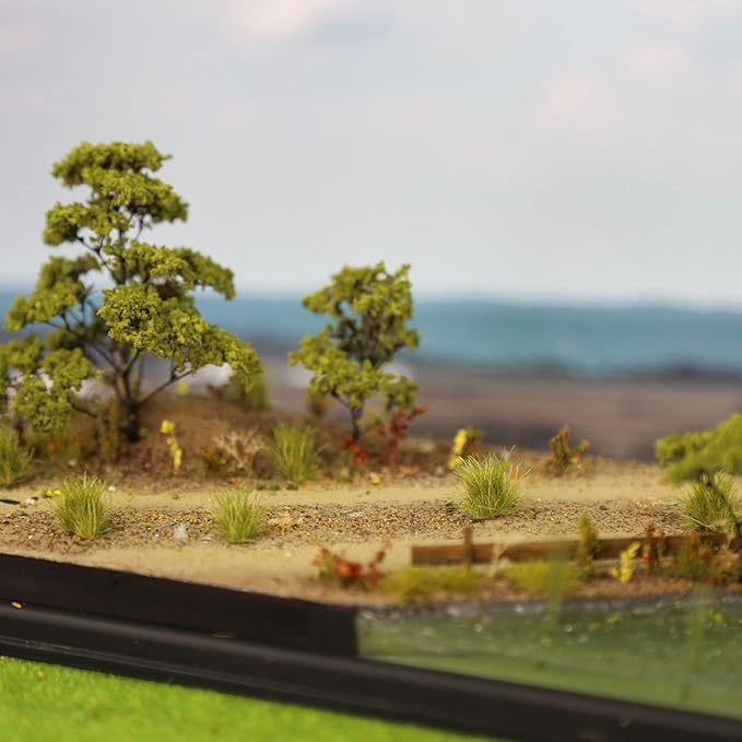 Evemodel Miniature Vegetation Bush Shrub Tufts Artificial Grass with Bases War Game Railroad Scenery (B)
