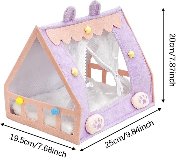 Mini Bed for Dolls and Stuffed Animals, Doll Tent Bed, Miniature Play Furniture Accessories for Dollhouse Bedroom Patio Garden, Decorative Toy for Toddler Girls Pretend Play, Style B