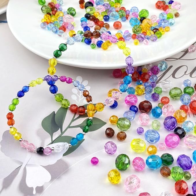 Jmassyang 100 Pieces 12mm Acrylic Round Faceted Beads Plastic Loose Spacer Beads Colorful with Hole for Jewelry Making DIY Bracelet Necklace Earring Keychain(Mixed Colors)