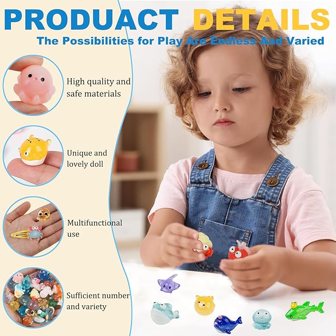 153pcs Ocean Mini Resin Animals 121 Styles Tiny Sea Animals Figurines Marine Miniature Plastic Animal Aquarium Ornaments Decorations for DIY Fish Tank Potted Micro Fairy Garden Dollhouse (Ocean)