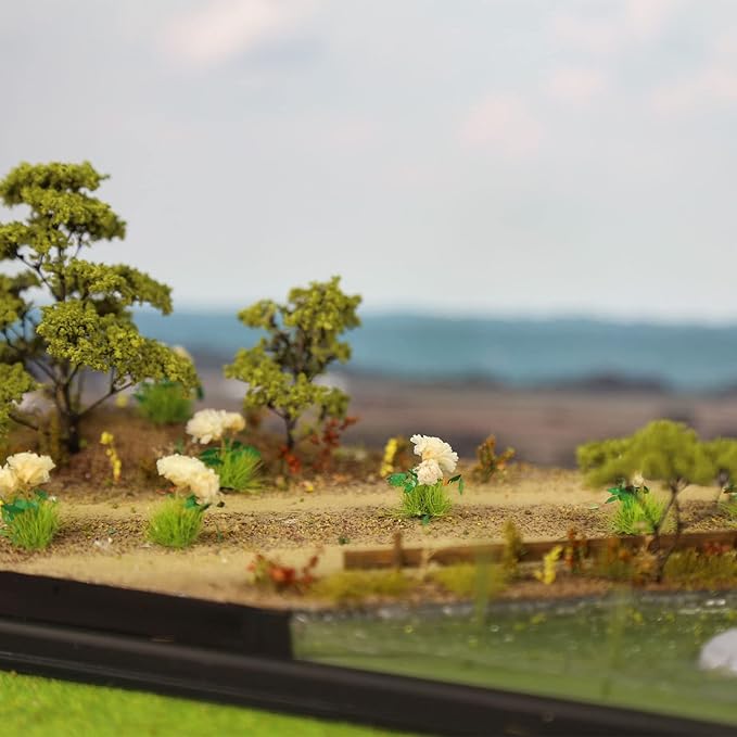 Miniature Vegetation Flower Cluster Garden Shrub Tufts with Model Bases War Game Scenery (E)