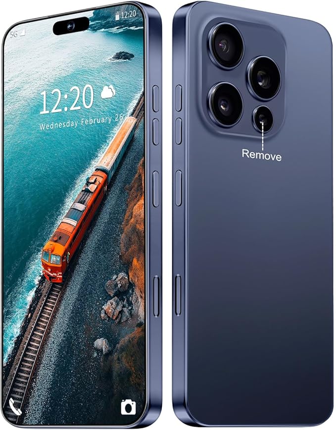 Huness 16PROMA X Smartphone Unlocked Cell Phone,6.99" HD Screen Unlocked Phone,16+512GB Android 14 with 128GB Memory Card,Face ID/Dual SIM/5G/Fingerprint Button Unlock/Photos/GPS (Deep Blue, 16+512G)