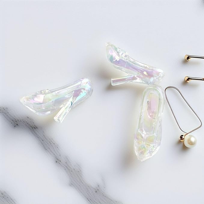 4pcs Acrylic Mini High Heels: Crystal Glass Slipper Style Shoes (1:12 Approx) for Dollhouse Fashion, DIY Jewelry, Collector Display