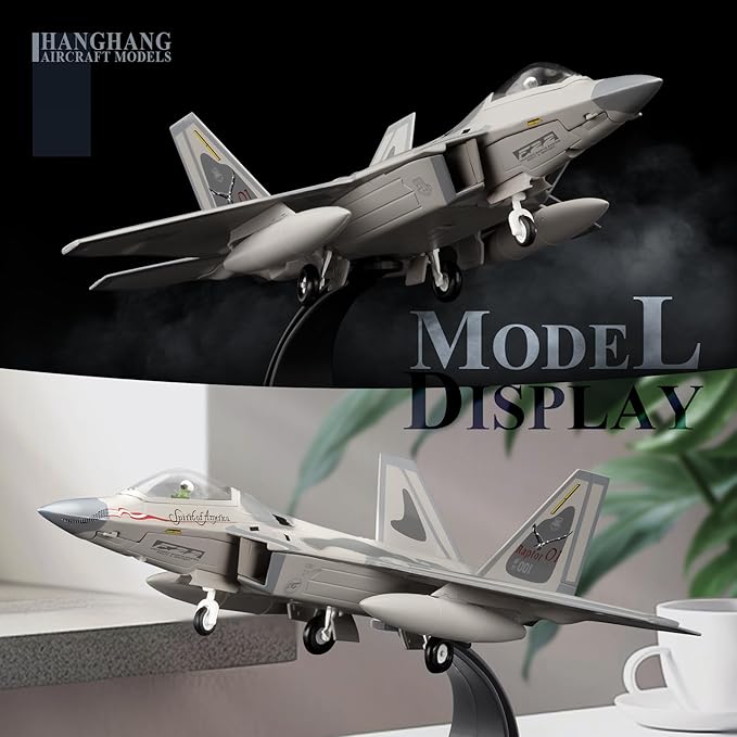 HANGHANG 1/100 Military Model Plane F-22 Raptor 01 Alloy Fighter Plane Model,Model Airplane for Collection and Gift