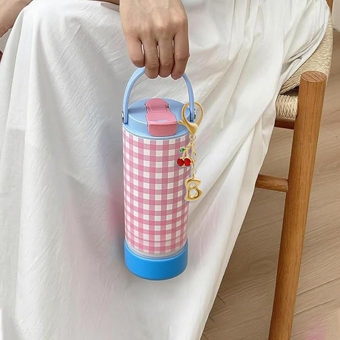 Fohufo Initial Keychains for Women - Cute Cherry Bag Charms Purse, 14K Gold Plated Keychain Accessories, Birthday Gifts