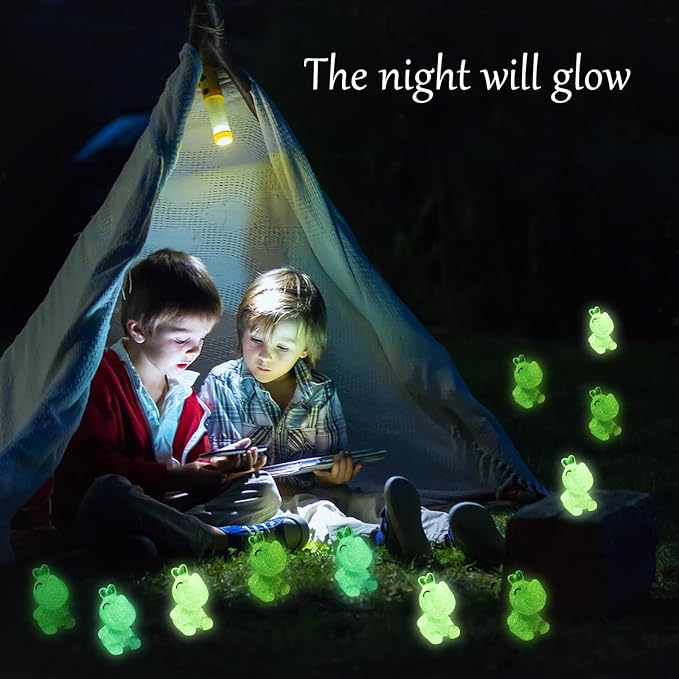 70 Pcs Luminous Mini Resin Rhino Tiny Cow Miniature Pig Figures Glow in The Dark for DIY Garden Dollhouse Wildlife Accessories Micro Landscape Aquarium Party Decor