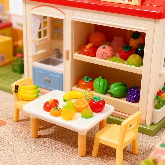 50 PCS Mini Glow-in-The-Dark Resin Fruit Blind Bag Set, Tiny Fruit Blind Bags for Dollhouse Decor, Realistic Mini Fruits, Miniature Food for Doll House, Party Presents for Kid