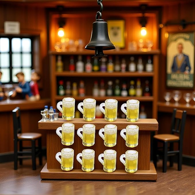 12Pcs Beer Cup, Miniature Cups, Dollhouse Mug Model for Miniature Dollhouse Accessories with Realistic Looking Beer Practical Processed Party Accessories, Decorations