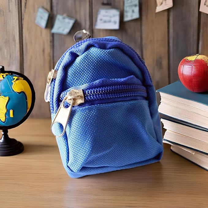 Blue Mini Doll Backpack School Bag Model Dollhouse School Accessory for 1/6 Scale Décor,Simulation Mini School Bag Model, for Doll House Furniture Decor Dollhouse Accessories ﻿