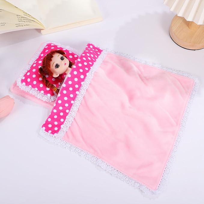 TOYANDONA 18 Inch Doll Bedding Set Miniature Dollhouse Accessories Includes Comforter Pillow Mattress for Doll Beds and Cribs Imaginative Play