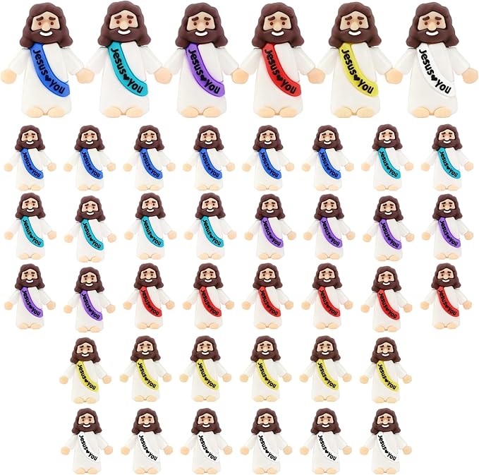 36 Pack Little Jesus Figurines in Bulk, Pocket Jesus Loves You, Jesus Small Figures, Little Tiny Jesus Figures for Church Christmas Party Favors Baptism Gifts