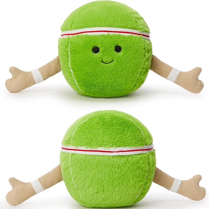Muiteiur 7.87 Inch Tennis Plush Toy, Stuffed Tennis Ball Plush with Cute Smile, Soft Stuffed Sports Toy, for Kids Girls Boys Fans
