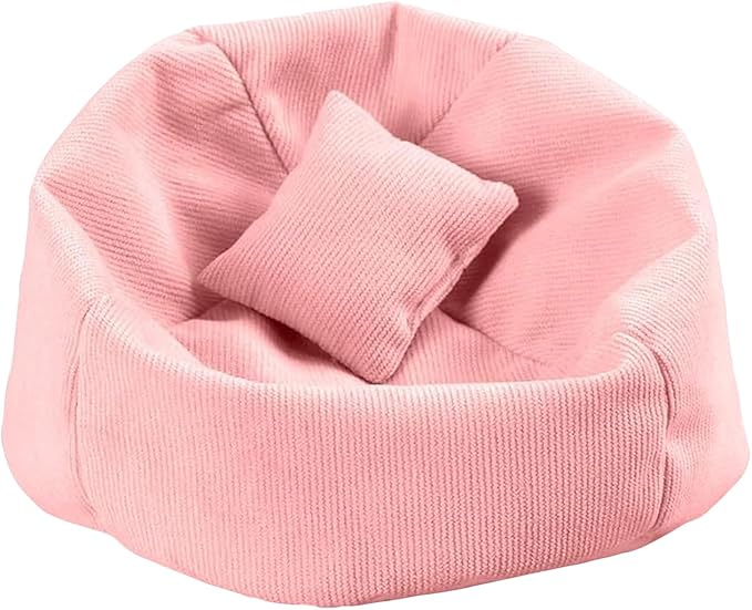 Handmade Bean Bag Chair for Doll Sofa Seat, Mini Sofa Suitable for 17 CM Dolls, Practical Accessories Suitable for Blind Box Enthusiasts and Collectors (Pink)