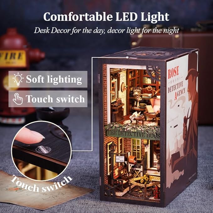 CUTEBEE Book Nook Kit - DIY Miniature House Dollhouse Kit for Adult and Teens, Booknook Bookshelf Decor Alley Model Build with LED Light, Gifts for Family and Friends