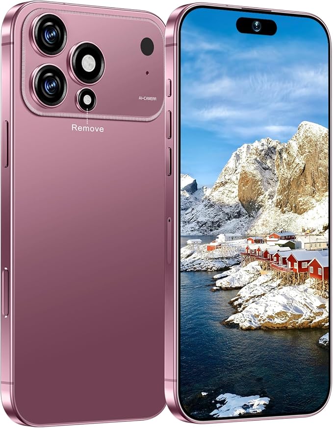 MMY 17PROMA X Unlocked Cell Phone 16+1TB,6.9" HD Screen Unlocked Phones,Android 15 7000mAh Long Battery Life Smartphone,5G/Dual SIM/Fingerprint Button Unlock/Photos/Face ID (Rose Gold, 16+1TB)
