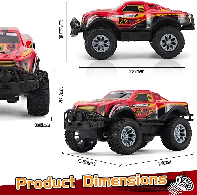 Remote Control Cool Off-Road Vehicle Truck, 2.4GHz RC Car with LED Lights, 1:20 Scale Off-Road Vehicle, Red RC Truck,Remote Control car from a Long Distance,Gifts for Children (RED)