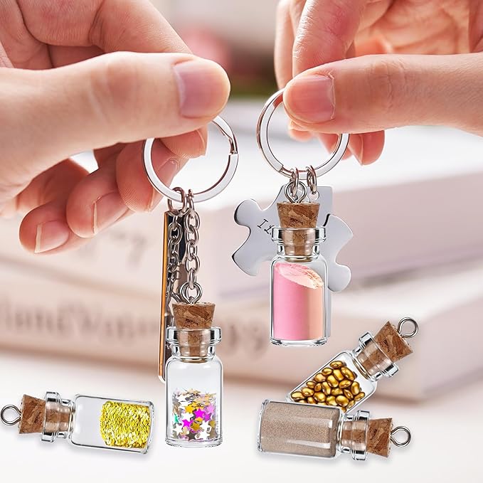 10 Pcs Small Glass Bottles with Cork Stoppers, 1.5ml Mini Glass Jars with Lids, Empty Tiny Glass Containers for Spell Jars, Wishing Bottles, Message Bottles, DIY Crafts, Wedding Decorations