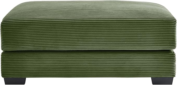 mikibama Corduroy Upholstered Ottoman Bench for Living Room,46" x 33" Sofa Ottomans,Modern Sofa Stool,Serves as Extra Seating Bench in Bedroom,Entryway (Green, Ottoman)