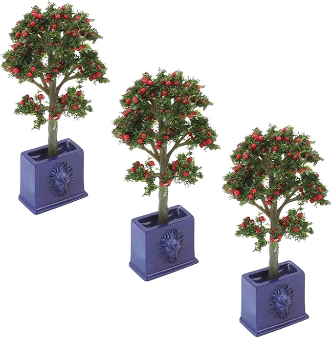 3PCS Mini Dollhouse Plants Model, Portable Dollhouse Plants Artificial Fruit Tree Model for 1/12 Scale Dollhouse Decoration