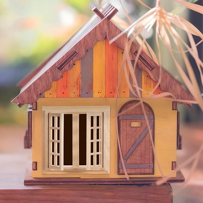 Gadpiparty Doll House Window, Uncolored Wooden Miniature Window for Dollhouse Decor, 1:12 Scale Craft Mini Model, Khaki Synthetic Material, 4. 17 Inch
