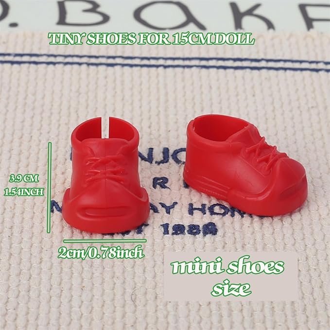 6 Pairs Mini Shoes for 15CM Doll, Plastic Colorful Cute Tiny Shoes Premium Fashion Outfit Accessories Replacement Suitable for 17cm Doll