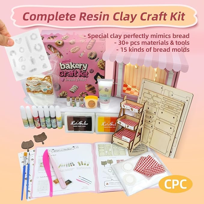 iLAND Air Dry Clay for Kids Teen Craft for Girls 8-12 Arts and Crafts for Kids Activities Modeling Clay Kit of Miniature Food DIY Crafting Birthday Gifts for Girl Ages 9 10 11 Christmas Ideas Creative