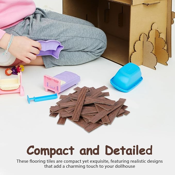 BESPORTBLE 40 Pcs Doll House Flooring Tiles Self Adhesive Peel and Stick Miniature Dollhouse Floorboards for DIY Tiny Dollhouse Accessories with Unique Collage Design