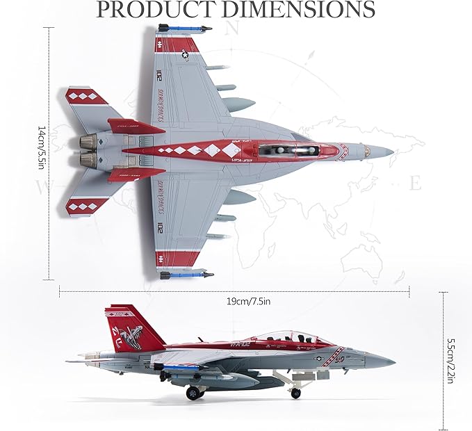 F/A-18F Super Hornet Die-cast Airplanes-1/100 Scale VFA-102 Diamondbacks Metal Aircraft Model for Collector, Aviation Enthusiast-Premium Collectiable with Display Stand