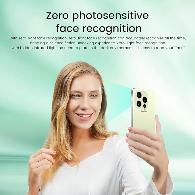 Huness 16PROMA X Smartphone Unlocked Cell Phone,6.99" HD Screen Unlocked Phone,16+512GB Android 14 with 128GB Memory Card,Face ID/Dual SIM/5G/Fingerprint Button Unlock/Photos/GPS (Yellow, 16+512G)