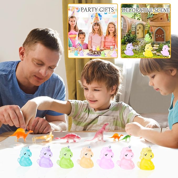 70Pcs Luminous Resin Animal Set Miniature Animal Types Glow-in-The-Dark Effect Fairy Tale Garden Aquarium Dollhouse Miniature Landscape DIY Kit