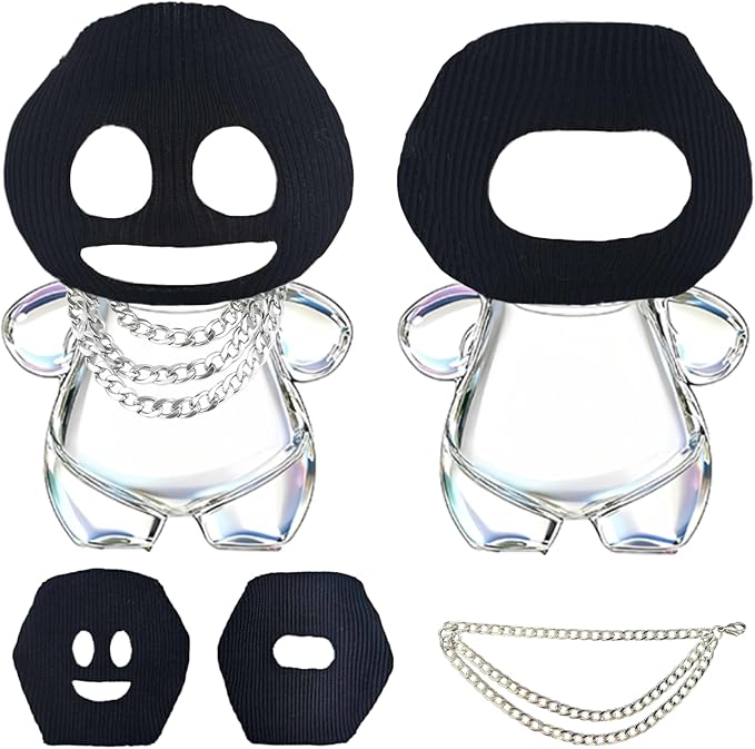 VPDSLABUBU Funny Clothes for 6.7 Inch (17cm) Dolls(NO Doll),Thief Mask,Gangster Costume, Bandit Headband, Mask, Three Accessories in Total: Two Black Head Covers and A Three-Layer Silver Necklace