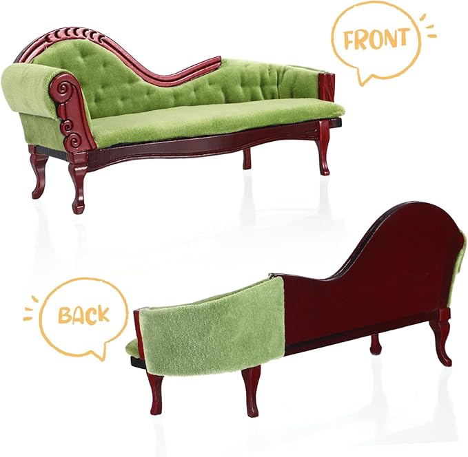 Doll House Mini Chaise Couch Ornaments Dollhouse Living Room Furniture Dollhouse Sofa Arm Chair Miniature Couch Mini Sofa Model Doll Furniture Miniature Vintage Sofa Sofas Birch