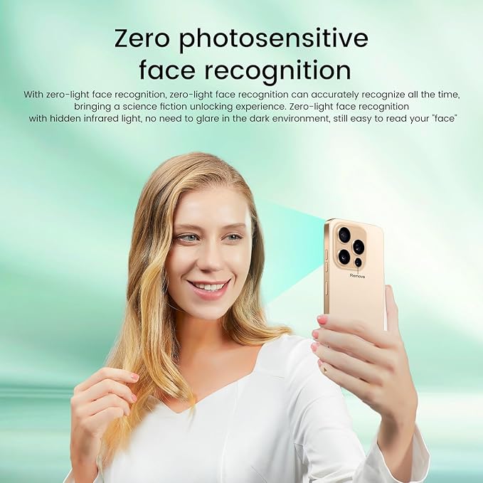 Huness 16PROMA X Smartphone Unlocked Cell Phone,6.99" HD Screen Unlocked Phone,16+512GB Android 14 with 128GB Memory Card,Face ID/Dual SIM/5G/Fingerprint Button Unlock/Photos/GPS (Gold, 16+512G)