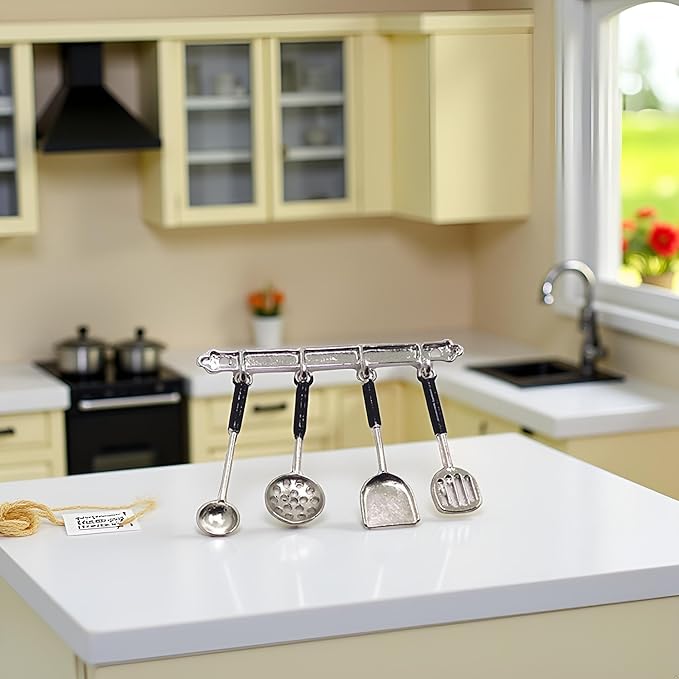1Set Silver 1/12 Miniature Kitchen Utensils Dollhouse Decoration Accessories, Miniature Dollhouse Accessories Kitchen Set (2x1.6 inch)