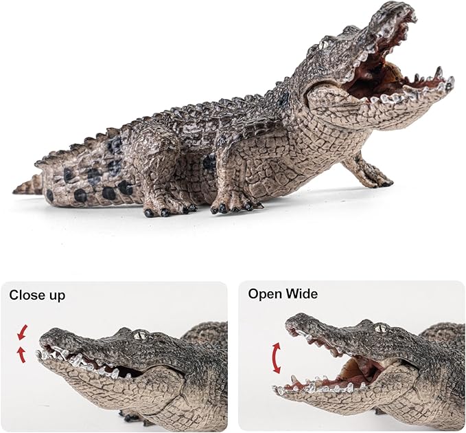 4PCS Safari Alligator Crocodile Animal Toy Figurines, Realistic Plastic Animal Figures for Kids,Includes Caiman & Nile Crocodile and 2 Alligators, Party Favors Cake Toppers for Boys Girls