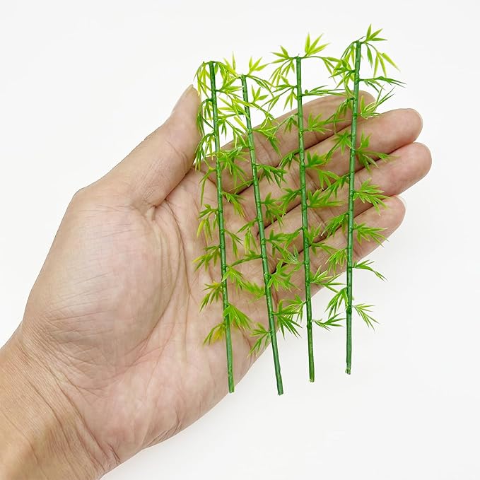 Woohome Model Miniature Bamboo Trees, Green Plastic Bamboo Trees for Building Model, Home Miniature Landscape Landform Diorama Project, 50 PCS, 4.72’’