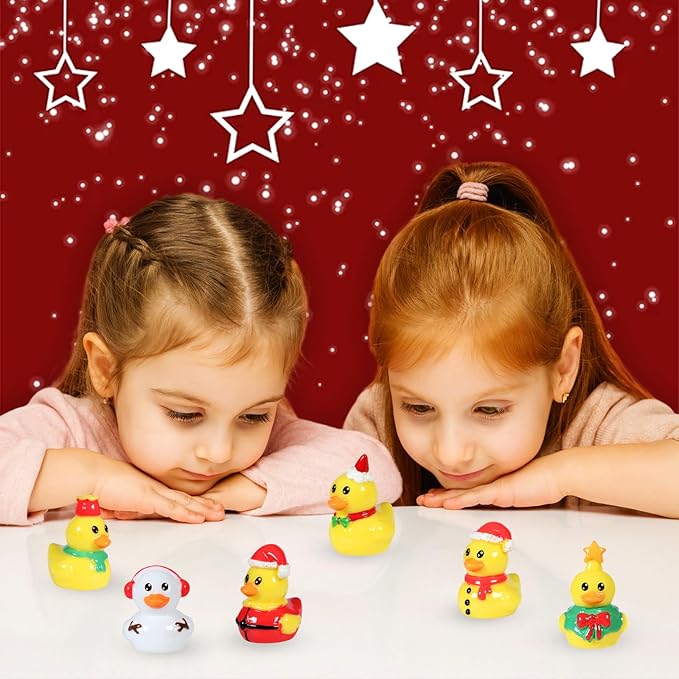 54 PCS Tiny Ducks Mini Resin Christmas Ducks Miniature Colorful Figures Ornament for Xmas, Craft, Dollhouse, Slime, Home Decorations (Christmas 2)