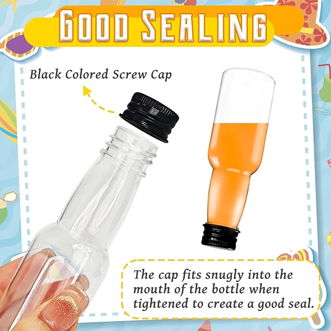 50 Pack 1.7oz Mini Liquor Bottles,Plastic Shot Bottles with Cap Small Water Bottle Empty Alcohol Shot With 10 Funnels for Party Favor,Weddings