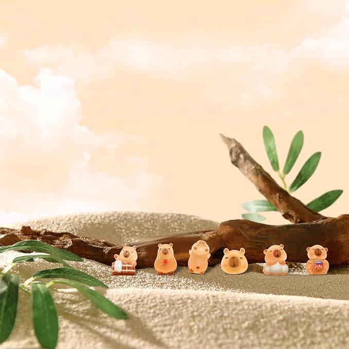 100 Pieces Tiny Capybara for Dollhouse Miniatures Resin Animals for Crafts Mini Capybara for Fairy Garden Micro Landscaping Decoration