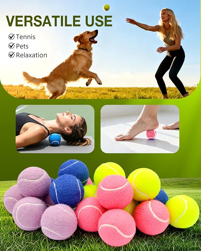 GOLDNITE Tennis Balls for Training and Dogs,12/20 Pack Practice Tennis Ball with Mesh Bag for Transport and Beginner Exercise High Elasticity Durable Pet Playing Tennis Ball Set