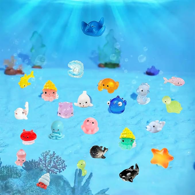 36Pcs Ocean Mini Resin Animals Figures Colorful and Lifelike Tiny Marine Creatures Ornaments for Home Decor and Aquarium Decoration & Collectibles