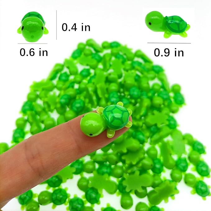 200 Pcs Tiny Sea Turtle Figurine Green Mini Turtle Statue Miniature Sea Creatures Tortoise Resin Animals for DIY Home Garden Decoration