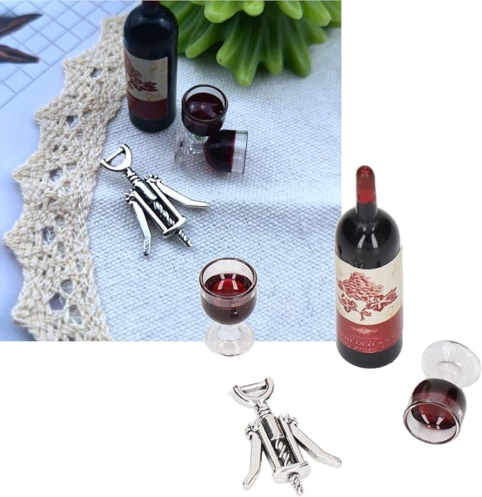 Zudoo Miniature Wine Toy Model Dollhouse & Decor Set - Dollhouse, Bottle Opener, Exquisite Wine Bottle suitable for Bedroom