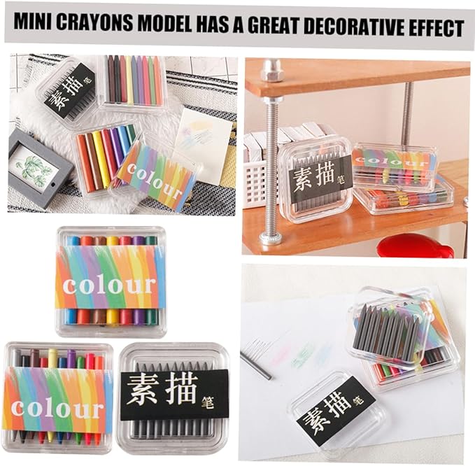 SOPOTUTU Miniature Crayons for Dollhouse Decoration of Colorful Sketch Pencils for Boys and Girls Landscape Layouts and Mini House Crafts and Art Tools