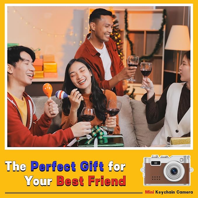 Mini Keychain Camera, 1080P & 2MP Retro Aesthetic, 32GB Memory, Pocket-Sized Vintage Camera, Christmas Birthday Gift for Friends
