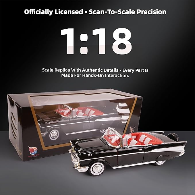 1957 Chevrolet Bel Air Convertible 1:18 Diecast Model Car Working Doors, Premium Alloy Classic Collection Car Collector's for Kids Men and Teens Dad 14+ Year