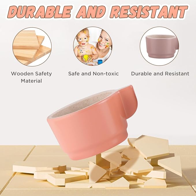 GAGAKU Wooden Dishes Kids Play Dish Set - Wood Plates Set for Toddler Montessori Wooden Kitchen Toys