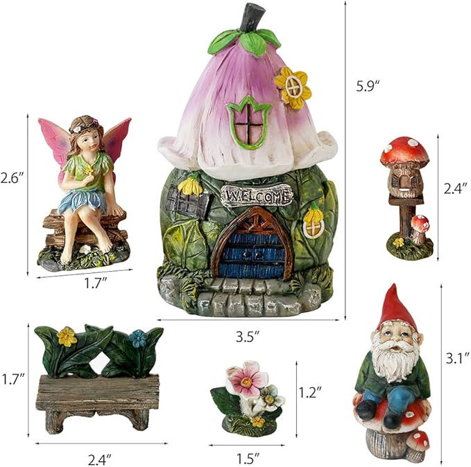 BangBangDa Miniature Fairy Garden Accessories - Fairies Gnome Figurines Statue Set Indoor Outdoor Garden Decoration Birthday Gardening Gifts for Girl Boy Mother Girlfriend