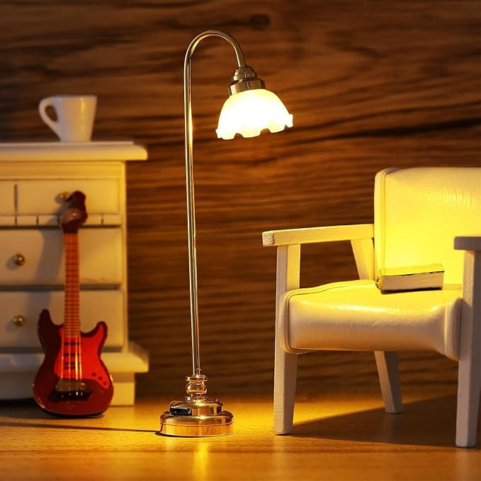 2pcs Miniature Dollhouse Lamp 1:12 Scale Led Dollhouse Lighting Mini Table Lamp Ornament Battery Operated