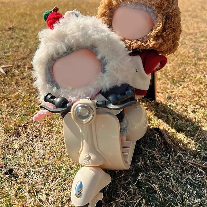 Scooter Toy for Labubu Toy with Light and Music, 360° Rotate Mini Motorcycle for Labubu, Cute Have a Seat for Labubu Accessories, Interactive Toys Desktop Decor for Doll, Battery Not Included (Blue)